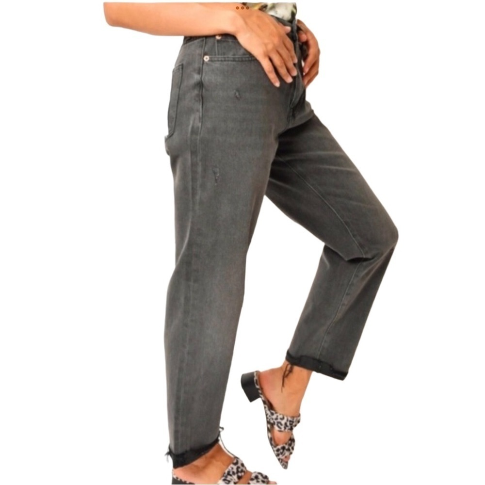 pistola High-Rise Straight Leg Jeans in Charcoal Gray